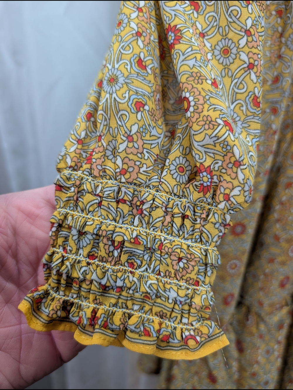 Max Studio Floral Smocked Waist Mini Dress Size Small Boho Cottagecore - Picture 5 of 12